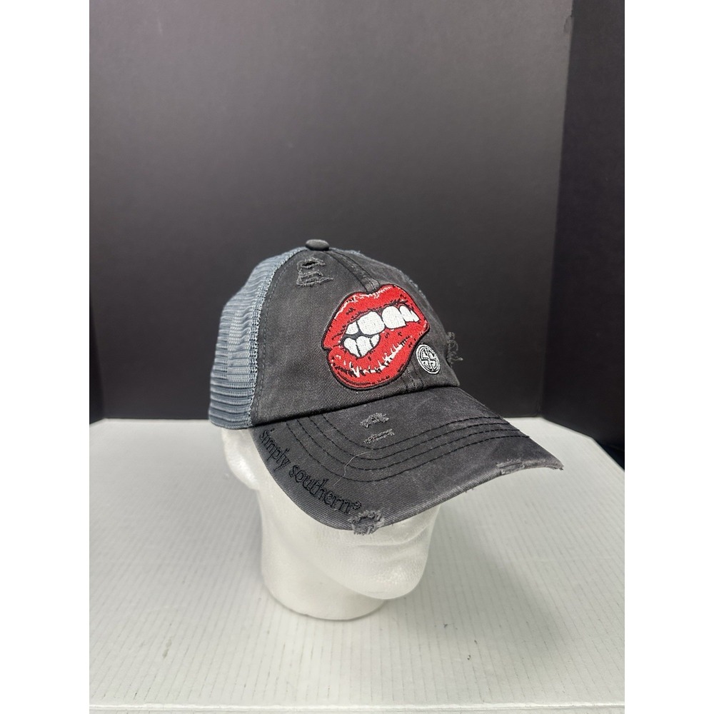 Simply Southern Trucker Hat Lips Logo Womens Pony Tail Strapback